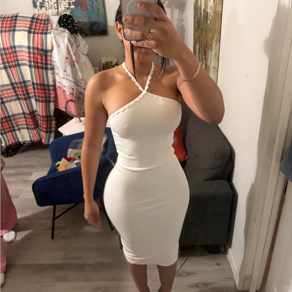 Zara White One-Shoulder Bodycon Dress